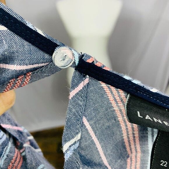 Lane Bryant Womens Dress 22 Gray Multicolor Striped Sleeveless Maxi Belted Grey - Picture 8 of 11